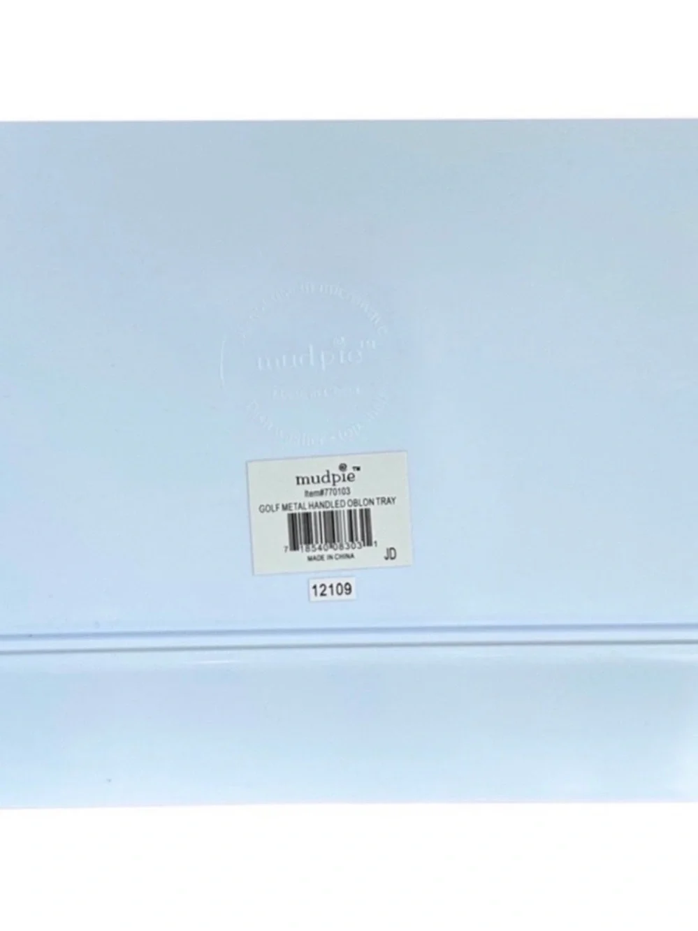 Mud Pie Green and White Stripe Rectangular Golf Handle Melamine Serving Tray